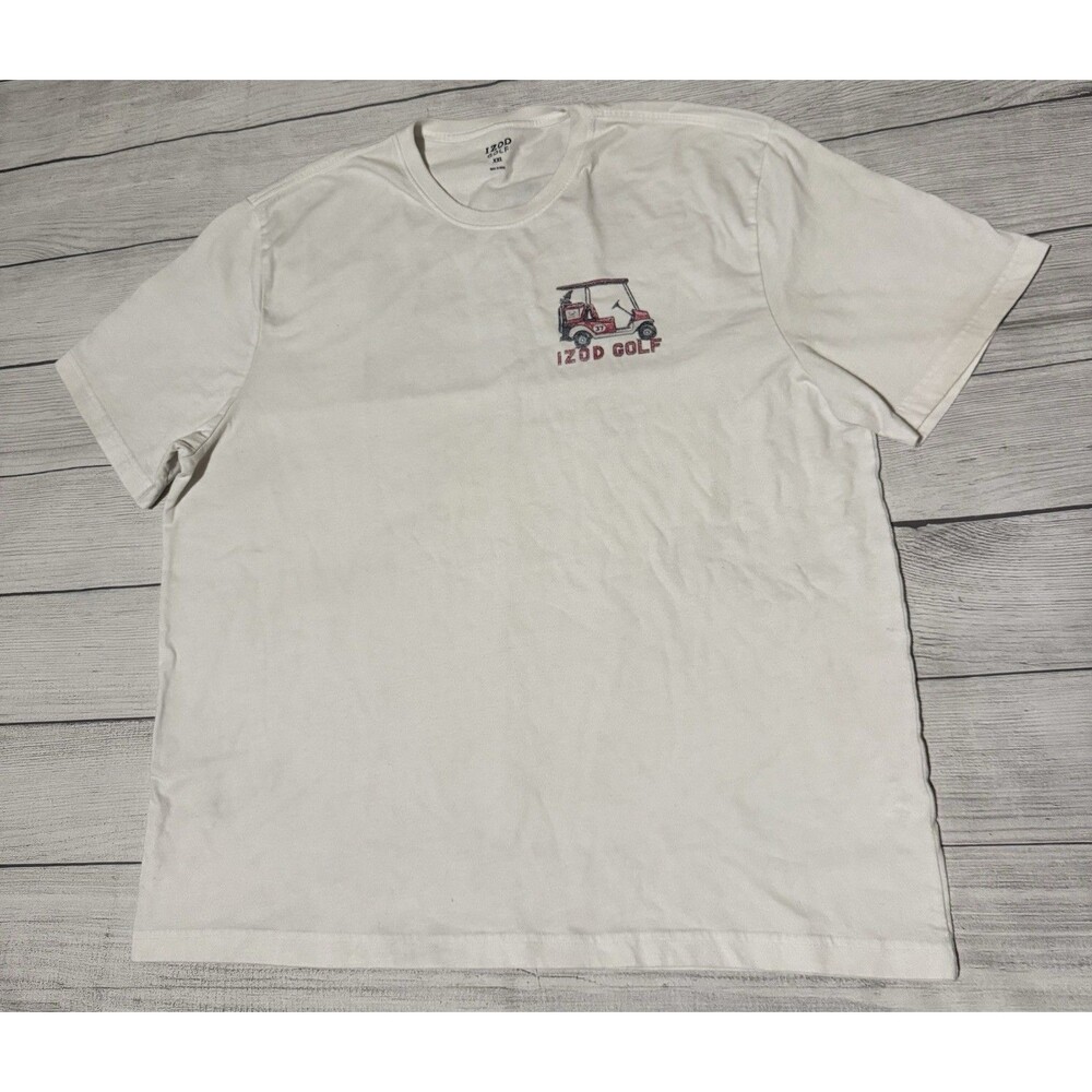 Izod Golf Graphic T Shirt Golf Cart Ready To Roll Size XXL 2XL White Defect